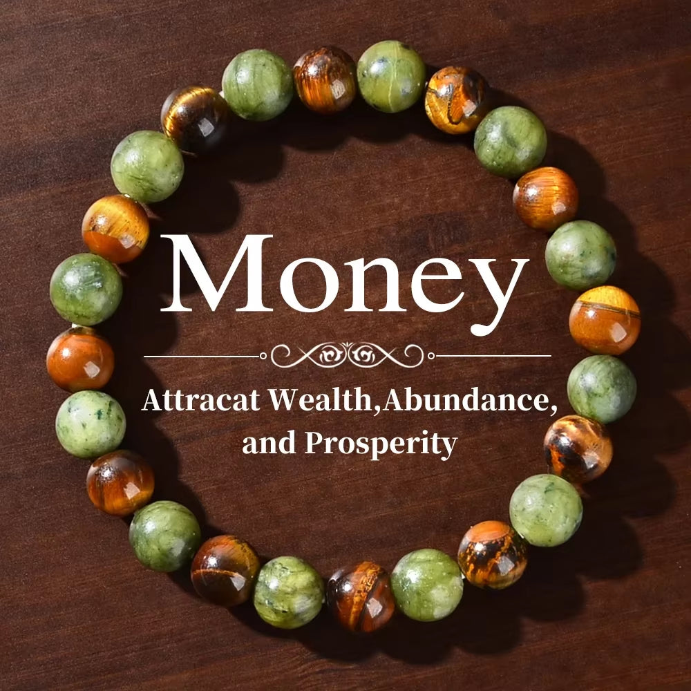 Natural Stone Symbolic Beaded Bracelet Women Men Anxiety Relief Protection Money Spiritual Inner Self-Love Jewellery - Manifestation Mindset