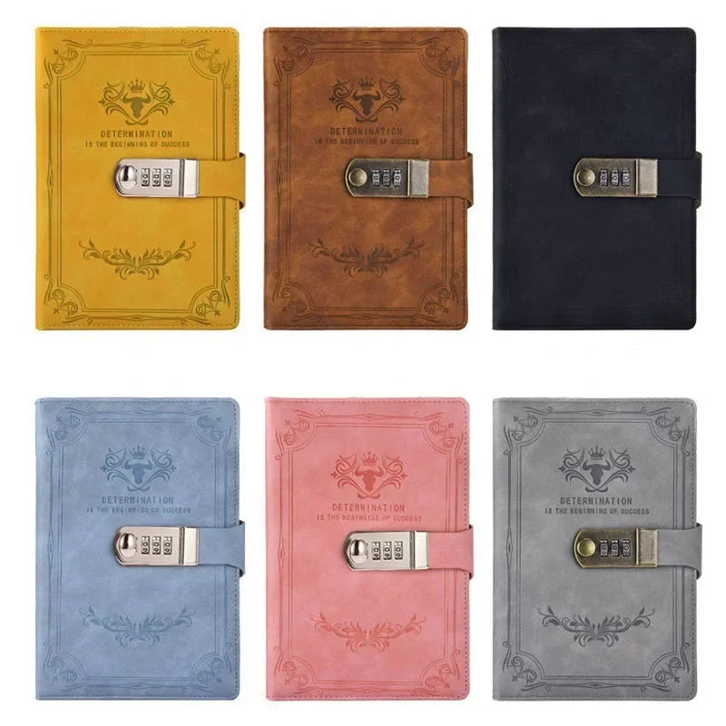Manifest your dreams with A5 200 Pages Retro Password Book with Lock Diary Thickened Creative Hand Ledger - Manifestation Mindset