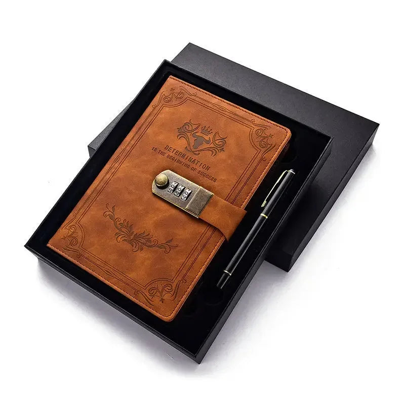Manifest your dreams with A5 200 Pages Retro Password Book with Lock Diary Thickened Creative Hand Ledger - Manifestation Mindset