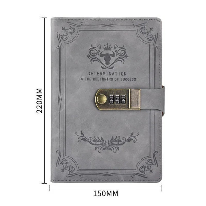 Manifest your dreams with A5 200 Pages Retro Password Book with Lock Diary Thickened Creative Hand Ledger - Manifestation Mindset