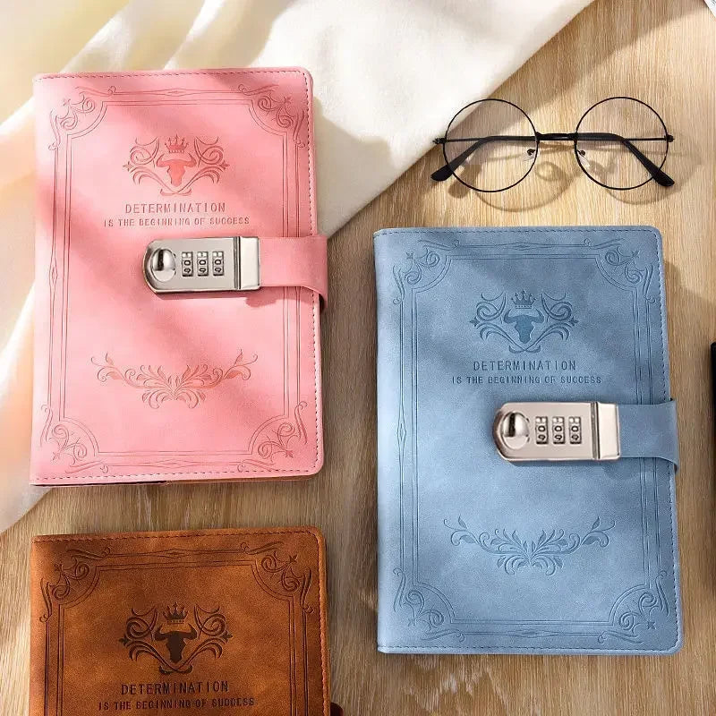 Manifest your dreams with A5 200 Pages Retro Password Book with Lock Diary Thickened Creative Hand Ledger - Manifestation Mindset