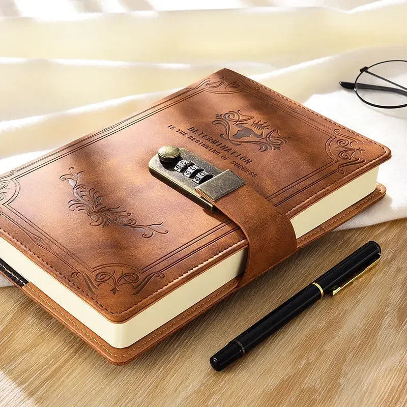 Manifest your dreams with A5 200 Pages Retro Password Book with Lock Diary Thickened Creative Hand Ledger - Manifestation Mindset